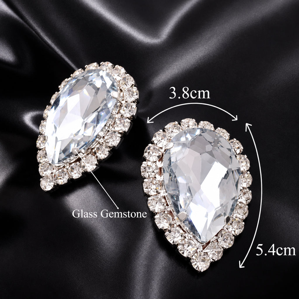 Crystal Teardrop Earring & Ring Set | Rhinestone Halo