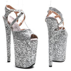 9-Inch Glitter Platform Heels - Ultra High Exotic Dance Sandals