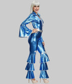 Women's 70s Disco Jumpsuit with Belt - Vintage Stage Performance Costume