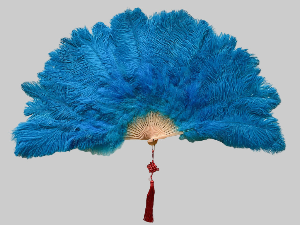 Feather Fan - Handcrafted Samba Carnival Performance Fan with Rhinestones