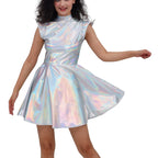 Holographic Pleated Dress | Turtleneck | 9 Colors