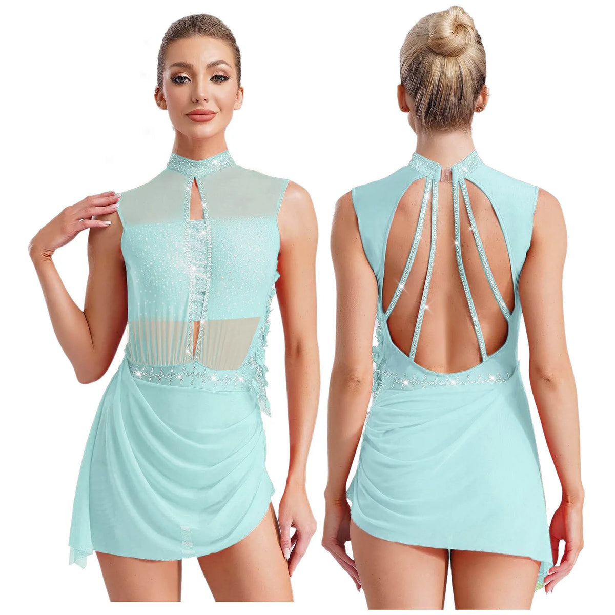 Lyrical Dance Dress | Rhinestone Asymmetric Skirt