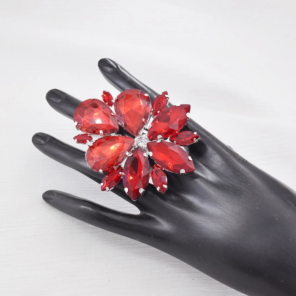 Oversized Rhinestone Cocktail Ring | Adjustable