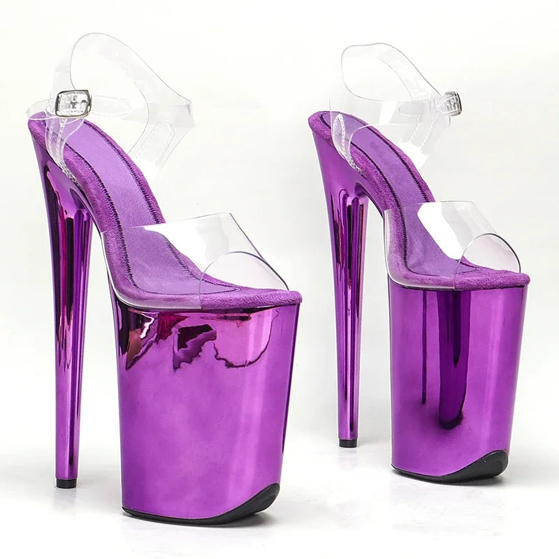 9-Inch Metallic Platform Sandals - Chrome Exotic Dance Heels