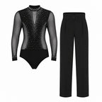 Men’s Latin Outfit | Rhinestone Mesh