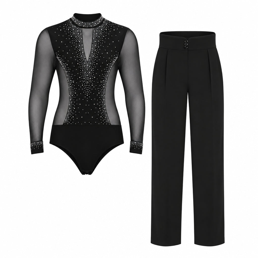 Men’s Latin Outfit | Rhinestone Mesh