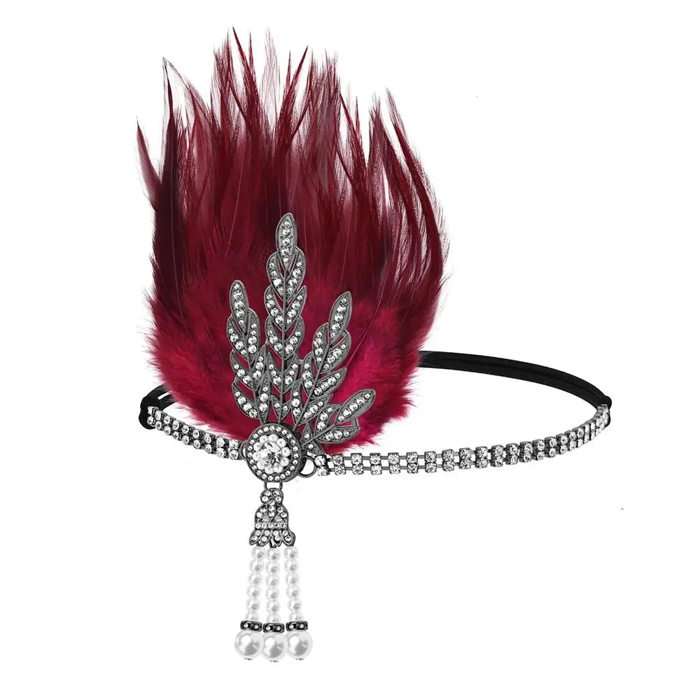 1920s Gatsby Feather Headband | Rhinestone & Pearl | 6 Styles