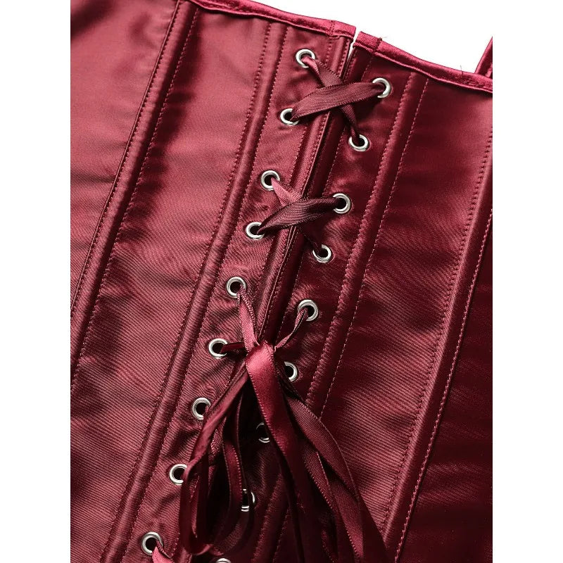 Satin Overbust Corset | Bow Straps | 10-Bone