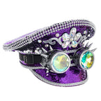 Sequin Rhinestone Military Hat | Steampunk Goggles | One Size