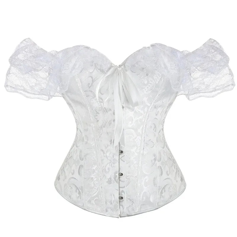 Overbust Corset | Ruffled Off-Shoulder | Victorian Gothic