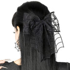 Gothic Hair Bow | Black Mesh Tails
