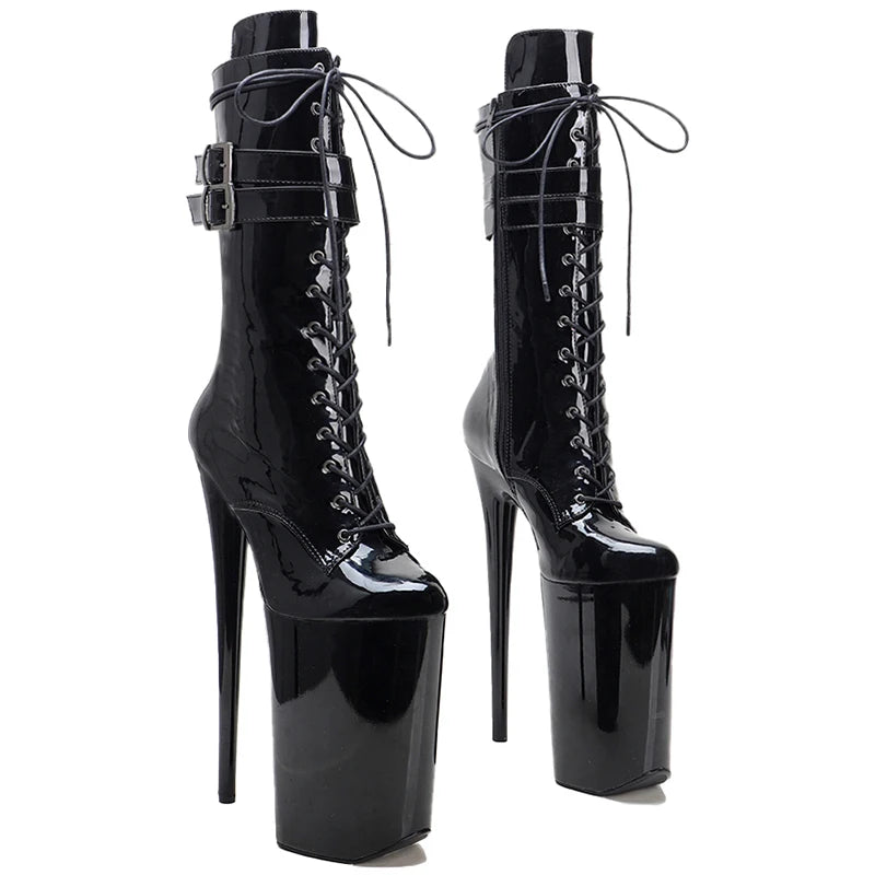 9-Inch Patent Platform Ankle Boots | Lace-Up