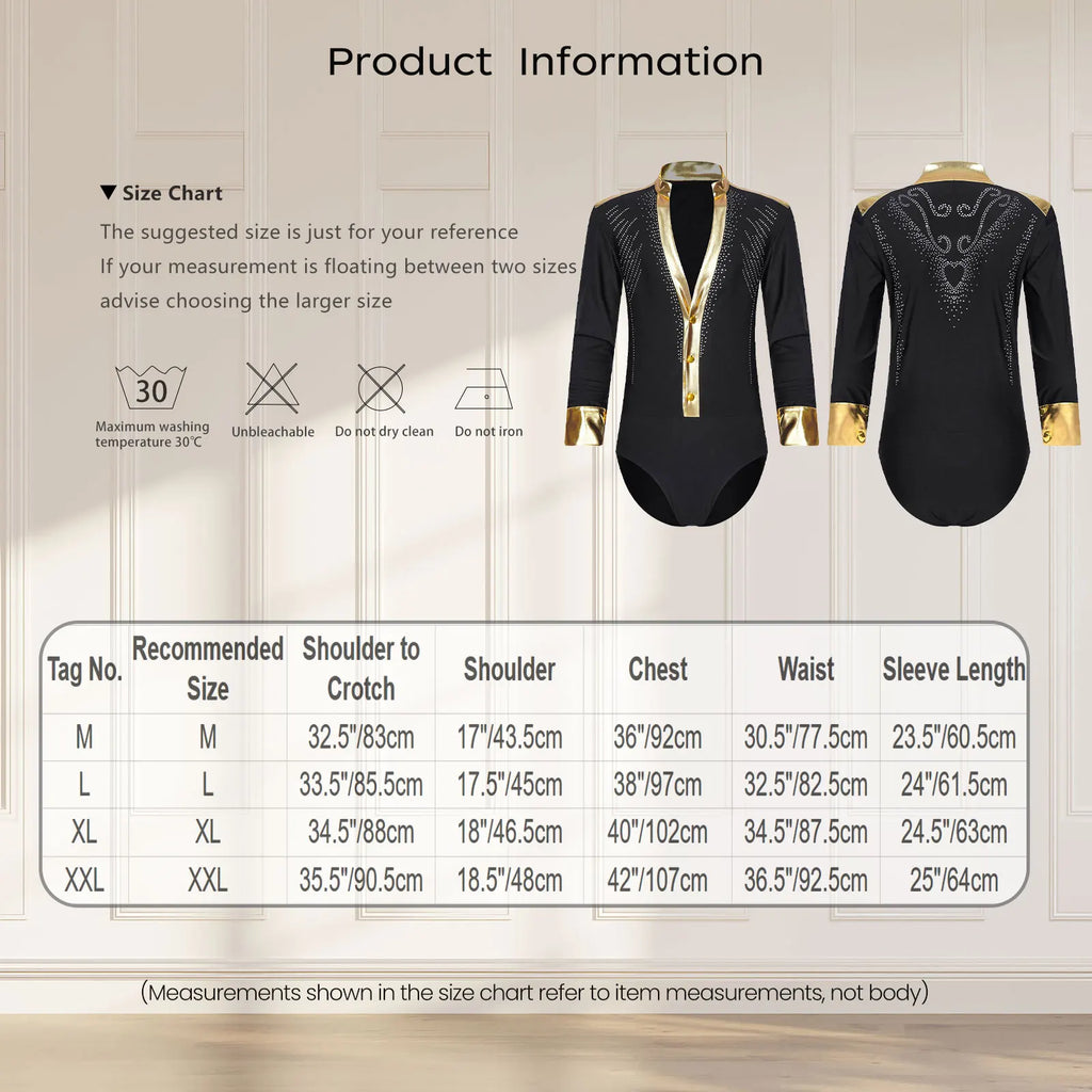 Men’s Dance Bodysuit | Metallic Gold Trim