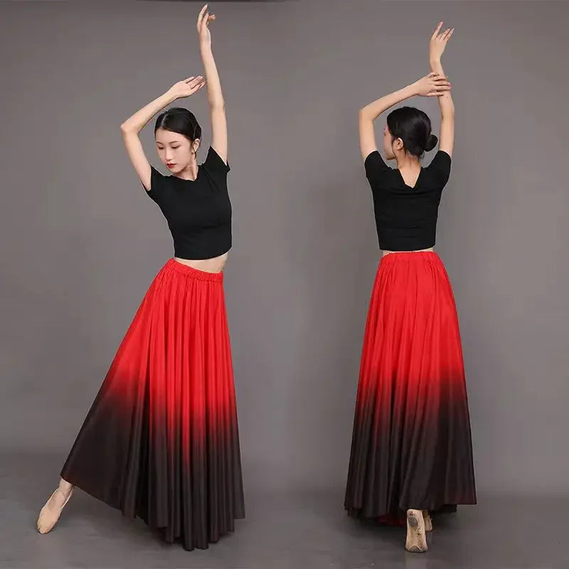 Flamenco Dance Skirt | Gradient Satin | 180–720 Degree | 9 Colors