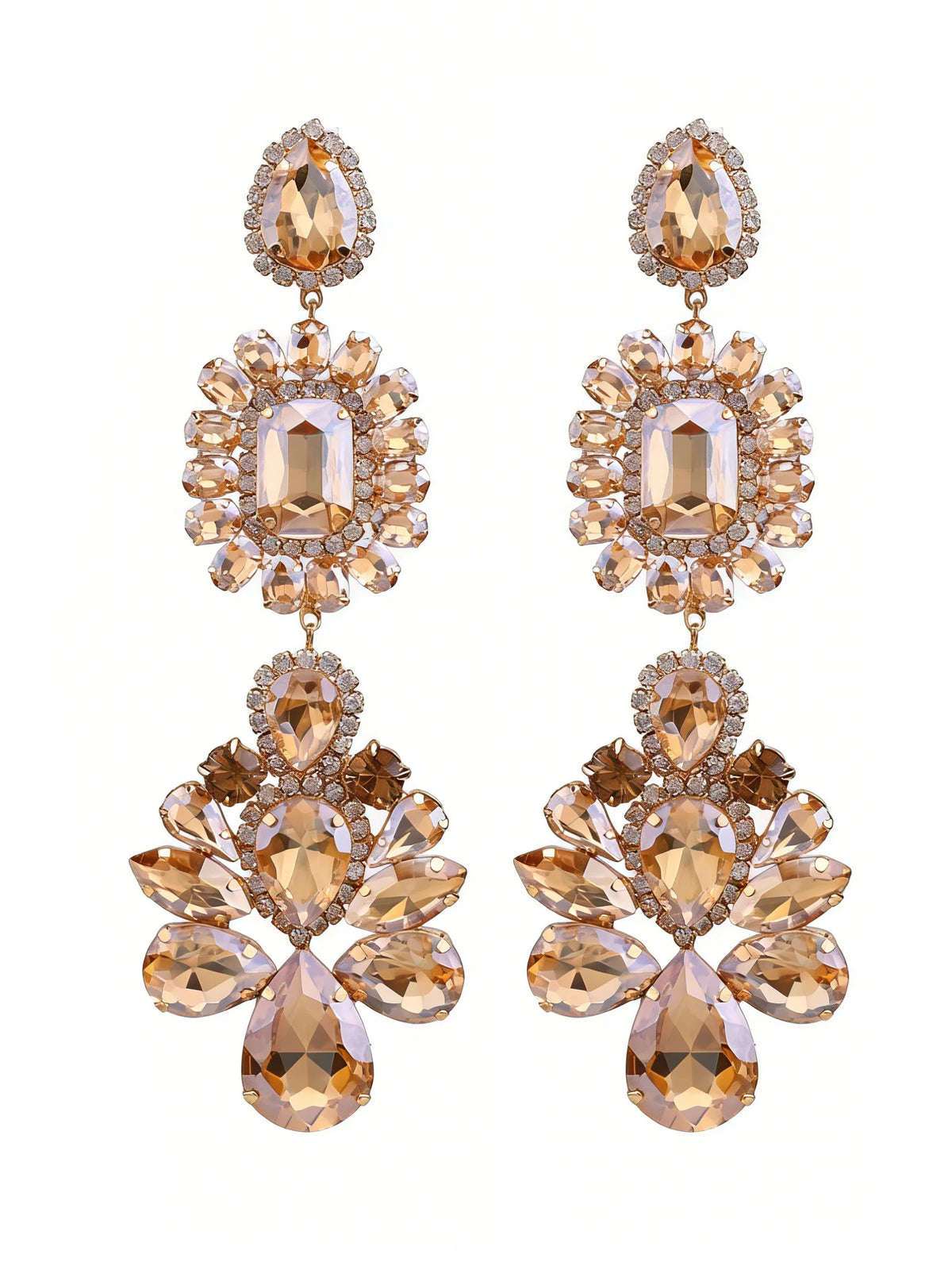 Rhinestone Water Drop Earrings | Clip or Pin