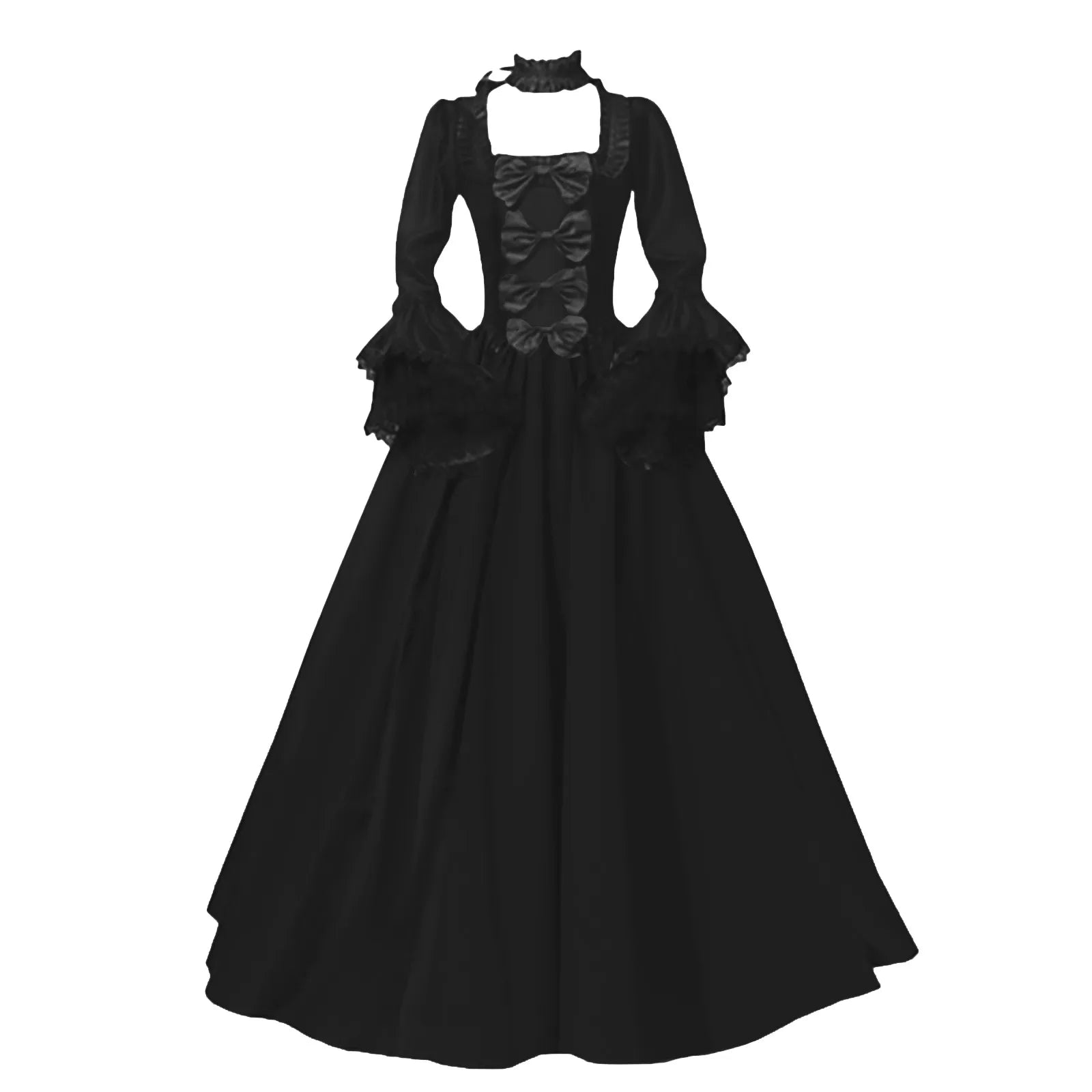 Victorian Court Gown | Lace Patchwork | Flare Sleeve