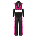 Sequin Crop Top, Mesh Pants & Gloves Set | Sleeveless Backless | Lyrical Stage Performance