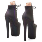 8-Inch Reflective Platform Ankle Boots - Peep Toe Ankle Strap Dance Boots