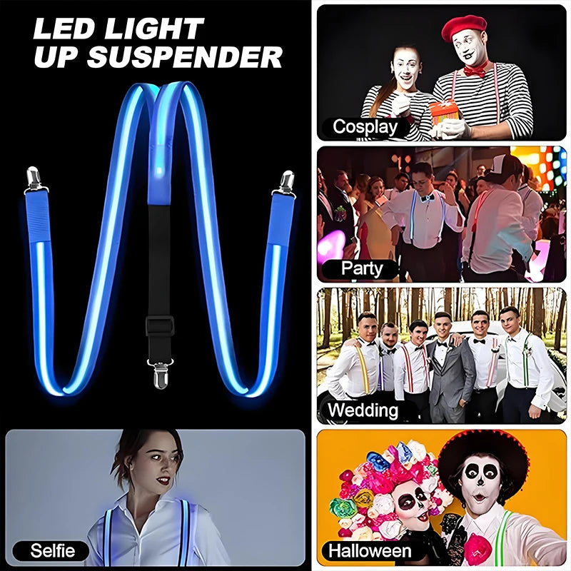LED Light-Up Suspenders & Neon Bow Ties | Glow Party Accessories | 14 Styles
