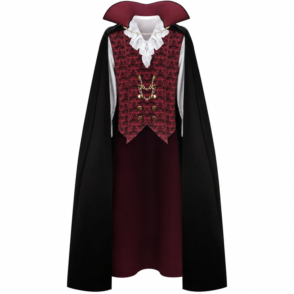 Men's Vampire Costume | Gothic Vest Shirt & Cape
