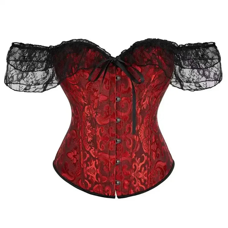 Overbust Corset | Ruffled Off-Shoulder | Victorian Gothic