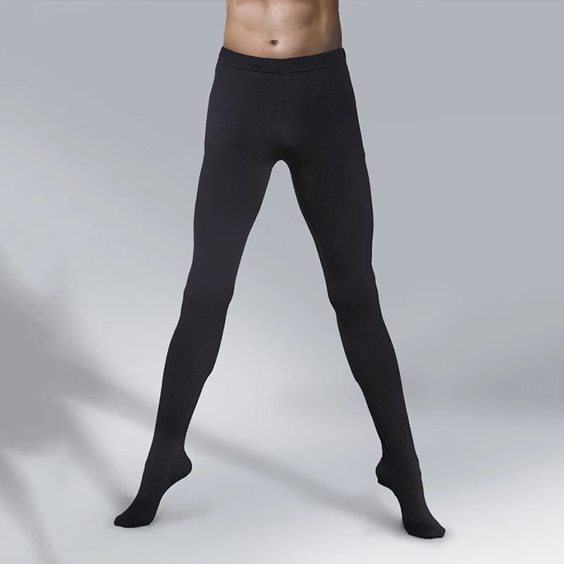 Men's Ballet Tights | Full-Length Footed Leggings | Black & White | S–XXXL