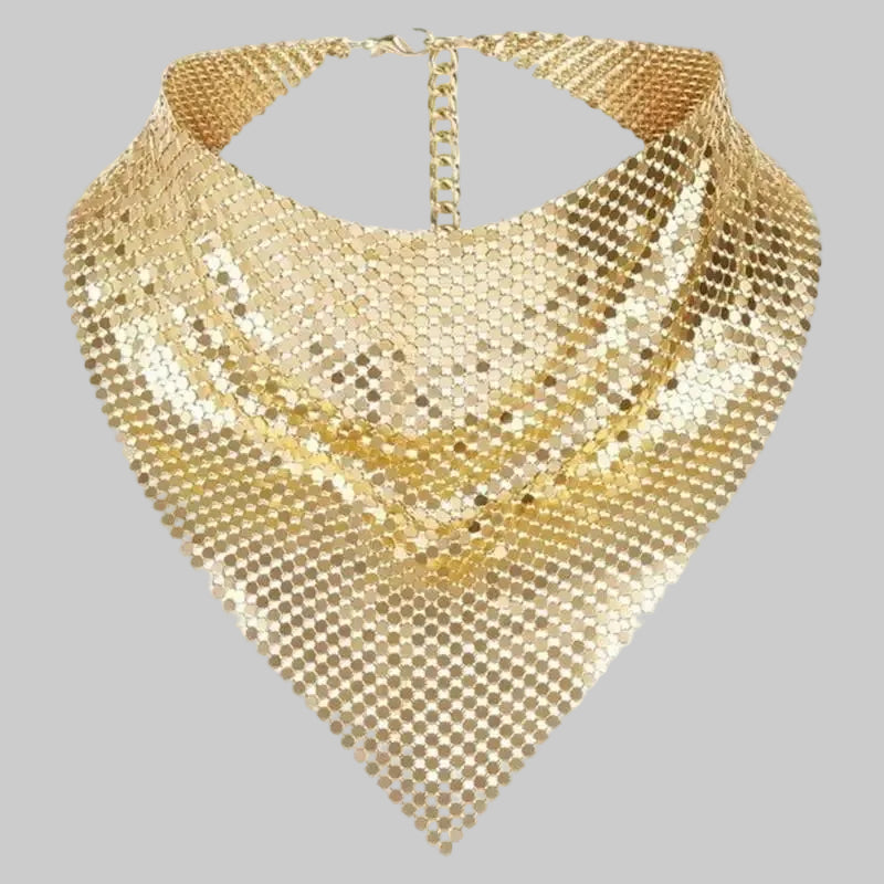 Edgy Metal Punk Bandana Neck Scarf - Chainmail Style Festival & Nightlife Accessory