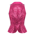 Sequin Lapel Peplum Vest | Sleeveless | Jazz, Cabaret & Stage Performance