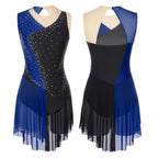 Skating Dress | Rhinestone Color-Block Mesh