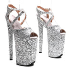 9-Inch Glitter Platform Heels - Ultra High Exotic Dance Sandals