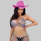 Crystal Acrylic Halter Bra Top - Transparent Backless Bikini Top