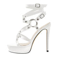 Platform Stiletto Sandals | Cross-Strap Peep Toe | 13cm Heel