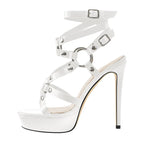 Platform Stiletto Sandals | Cross-Strap Peep Toe | 13cm Heel