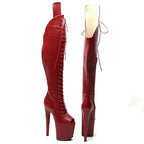 Snake Print Open-Toe Thigh-High Platform Boot – 8 Inch Stage & Pole Dance