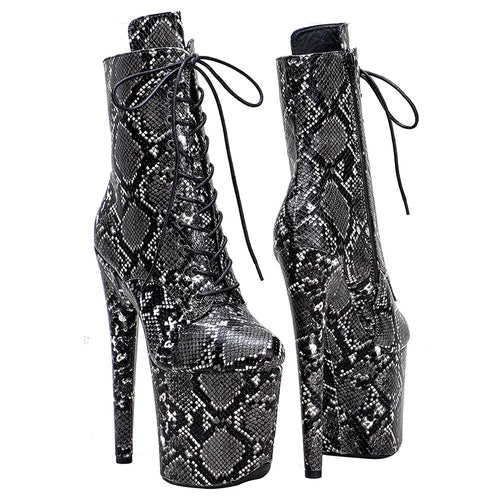 20cm Snake Matte Ankle Boots - Exotic Platform Dance Boots