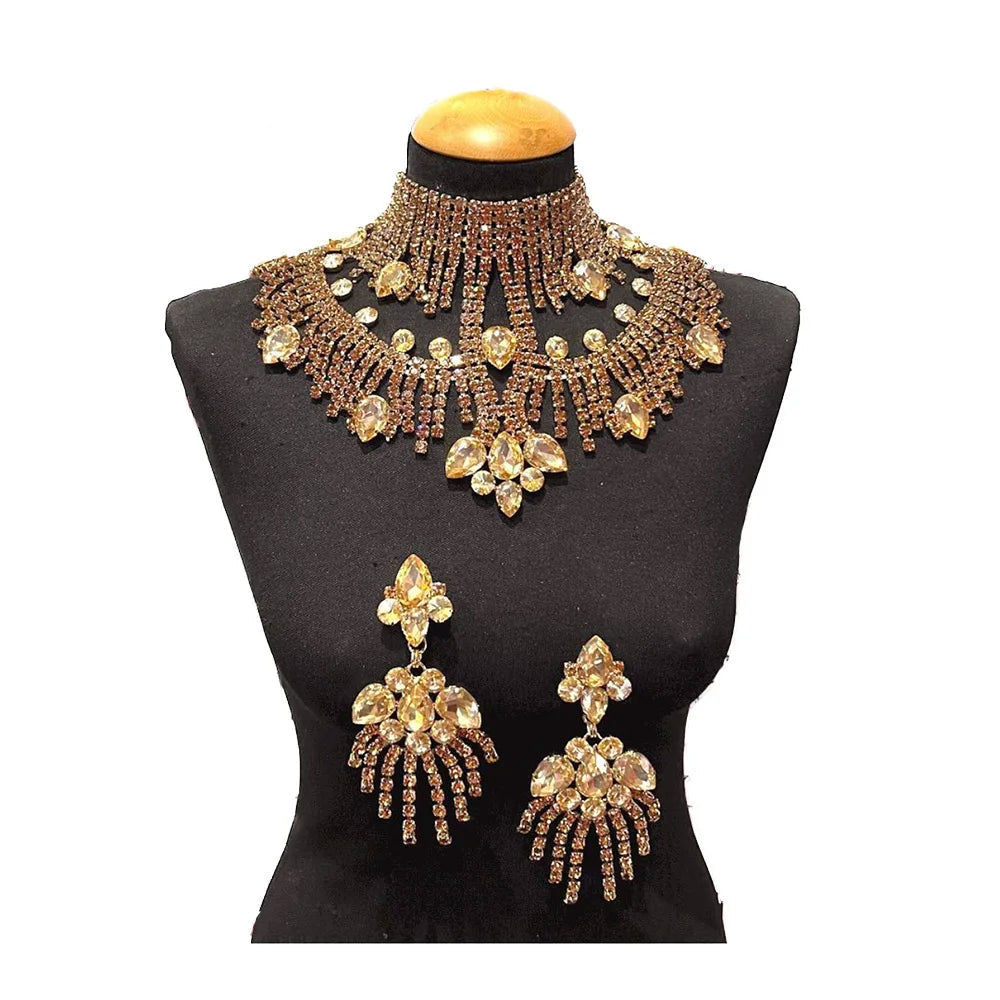 Crystal Rhinestone Necklace & Earring Set | Drag & Bridal Jewelry