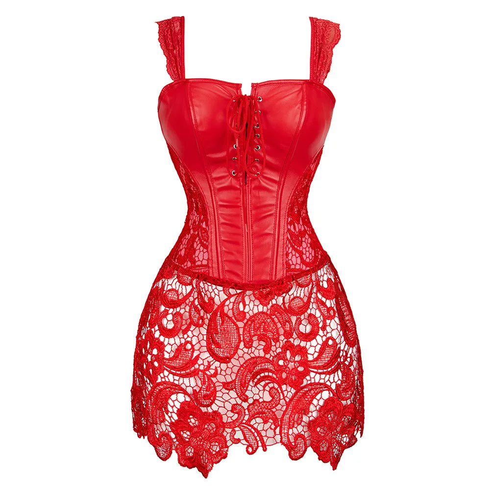 Gothic Lace-Up Corset | Plus Sizes | Black & Red