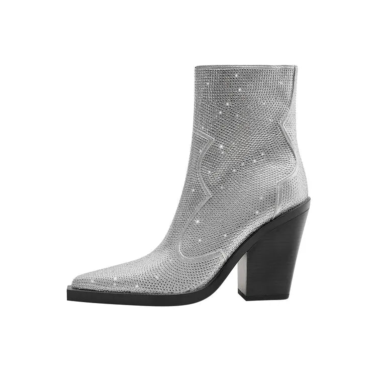 Rhinestone Western Mid-Calf Boots | Stage & Drag