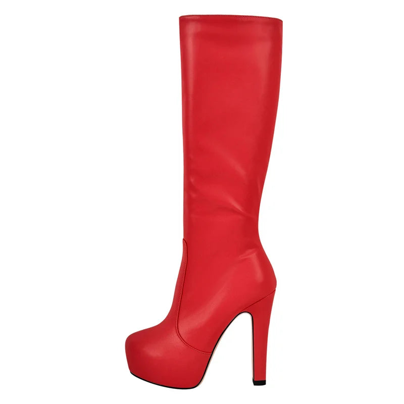 Platform Knee-High Boots — High Heel Zipper Boots for Performers