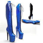 Platform Pole Dance Boots | 20cm Heel | Black & Blue