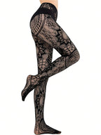 Jacquard Lace Fishnet Tights | Gothic Pantyhose | One Size