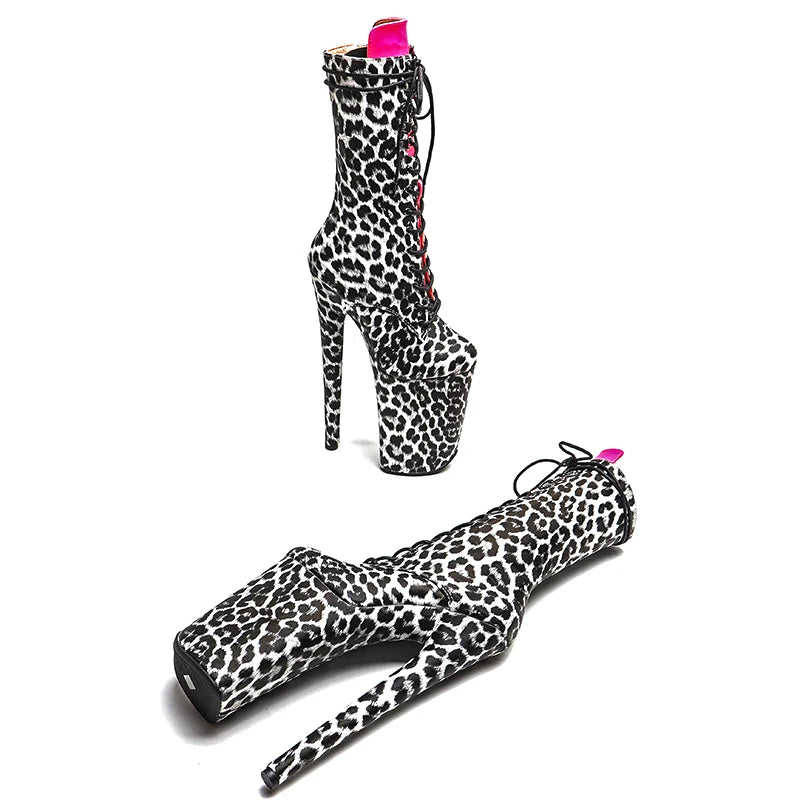 9-Inch Leopard Print Ankle Boots - High Heel Performance Boots