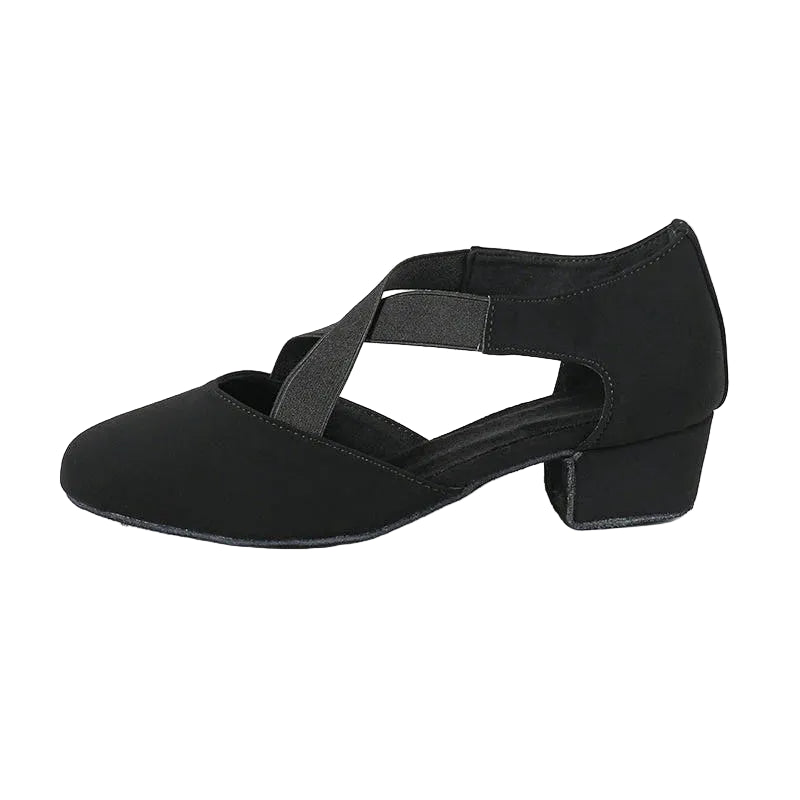 Flock Cross-Strap Dance Practice Heels | Teacher Shoe | 3.5cm