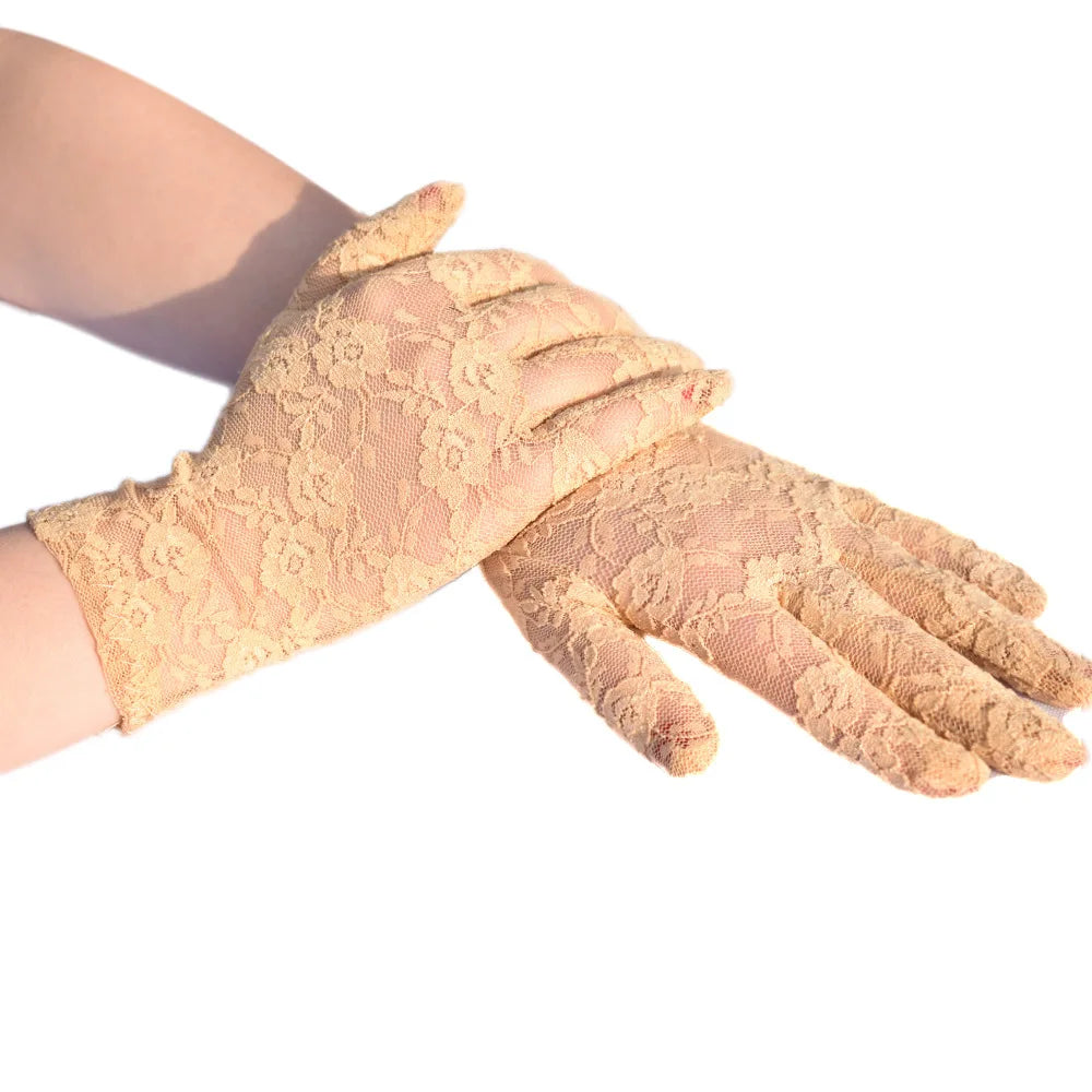Sheer Lace Wrist Gloves | Floral | 2 Lengths | 10+ Colors
