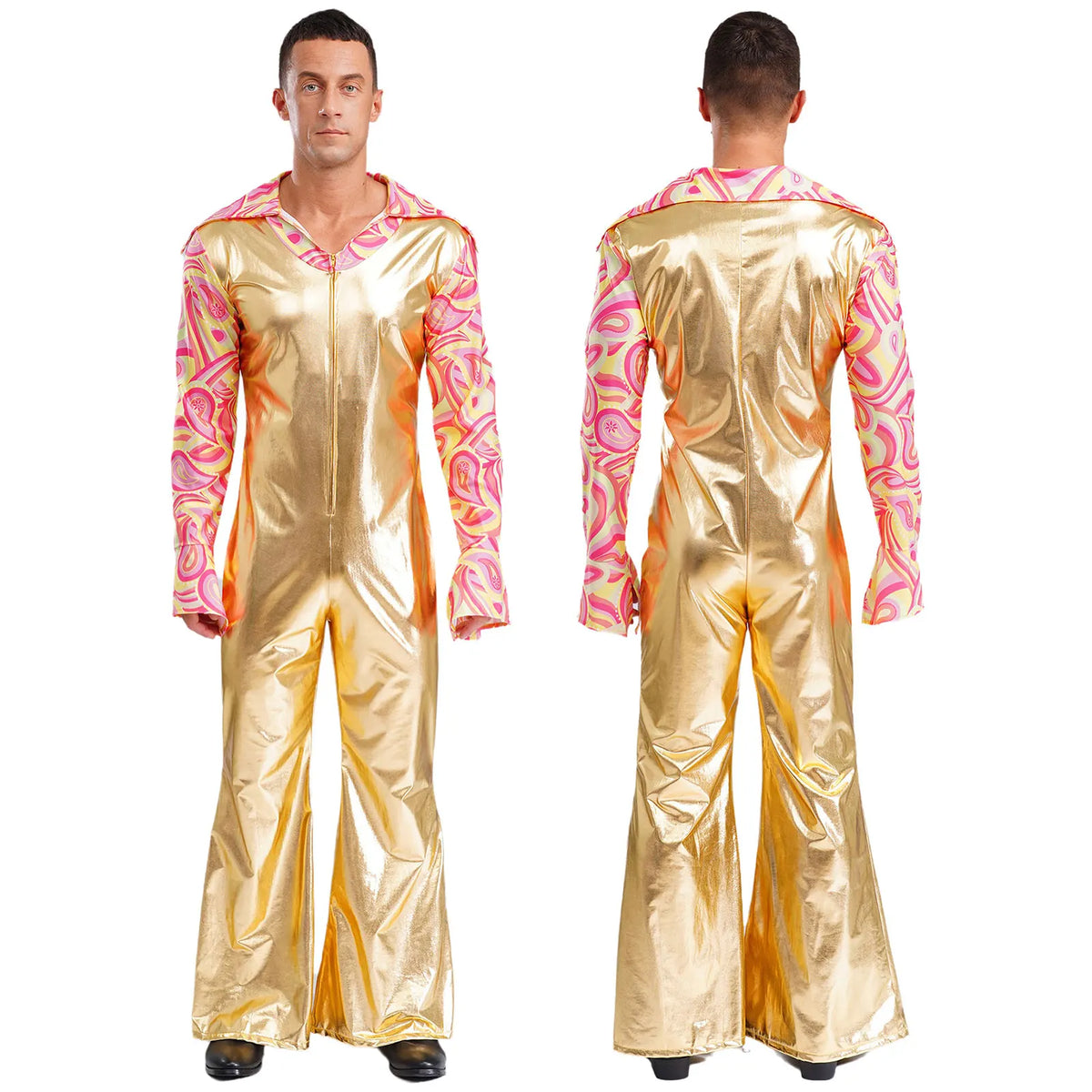 Men’s Disco Jumpsuit | Metallic Bell Bottoms
