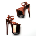 Clear Platform Ankle Strap Sandals 20cm - Peep Toe High Heels for Pole Dance