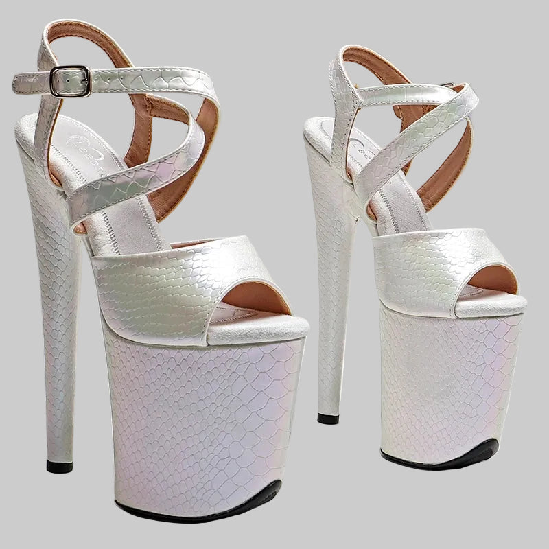 8-Inch Snakeskin Platform Heels - Exotic Pole Dance Sandals