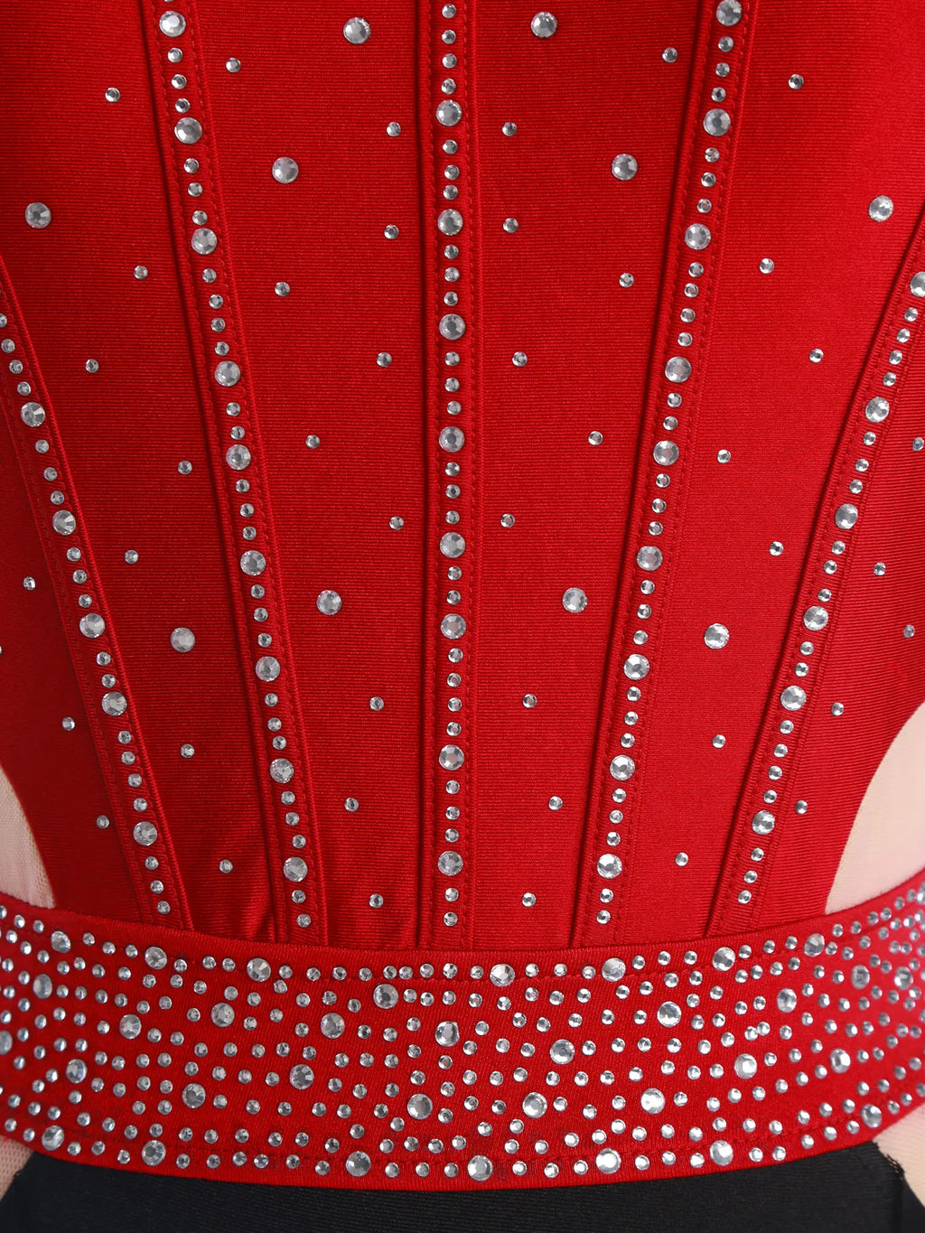 Dance Leotard Dress | Rhinestone Mesh Overlay