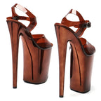 9-Inch Electroplated Platform Sandals - Slip-On Dance Heels