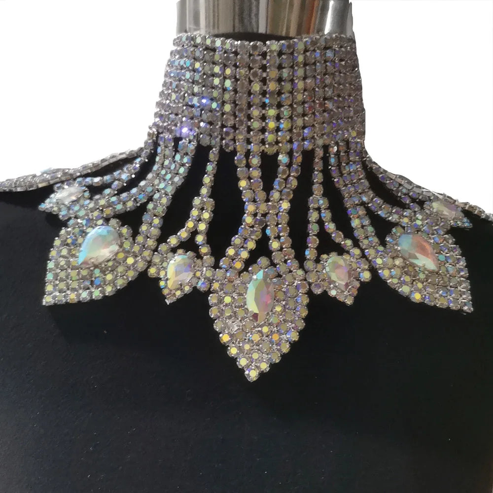 Crystal Rhinestone Choker | Wide Statement Necklace | Drag & Bridal